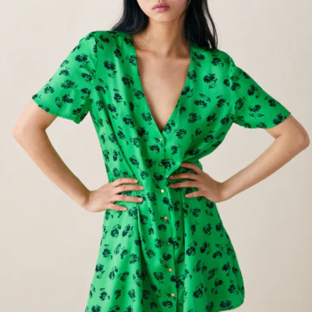 NWOT - Zara Green Floral Dress